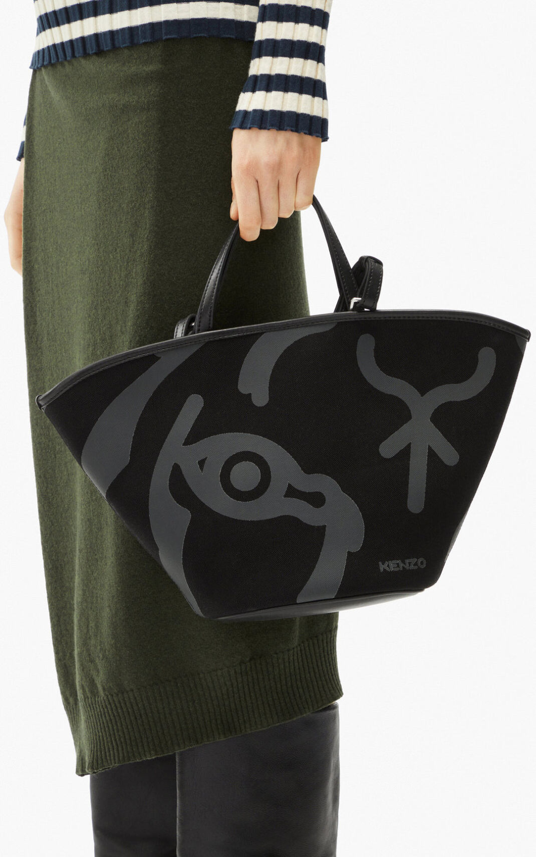 Bolso Shopping Kenzo Small Arc Lona Mujer Negras - SKU.1357877